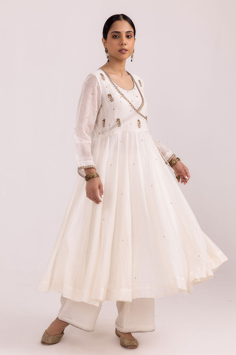 White Ruhana Embroidered Anarkali Set