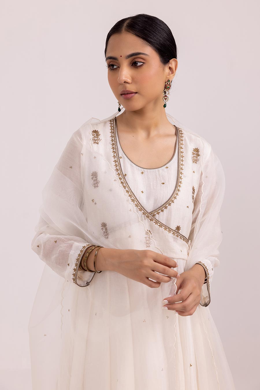 White Ruhana Embroidered Anarkali Set