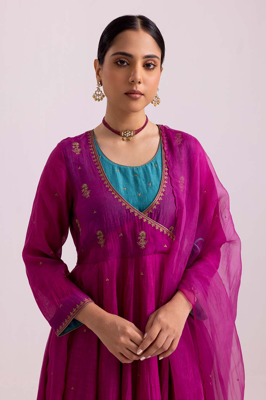 Magenta Ruhana Embroidered Anarkali Set