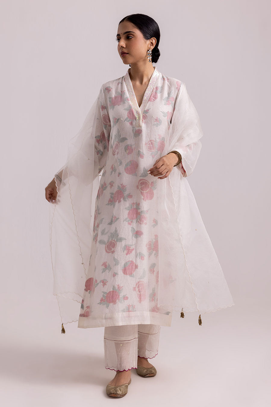 White Farah Embellished Kurta Set