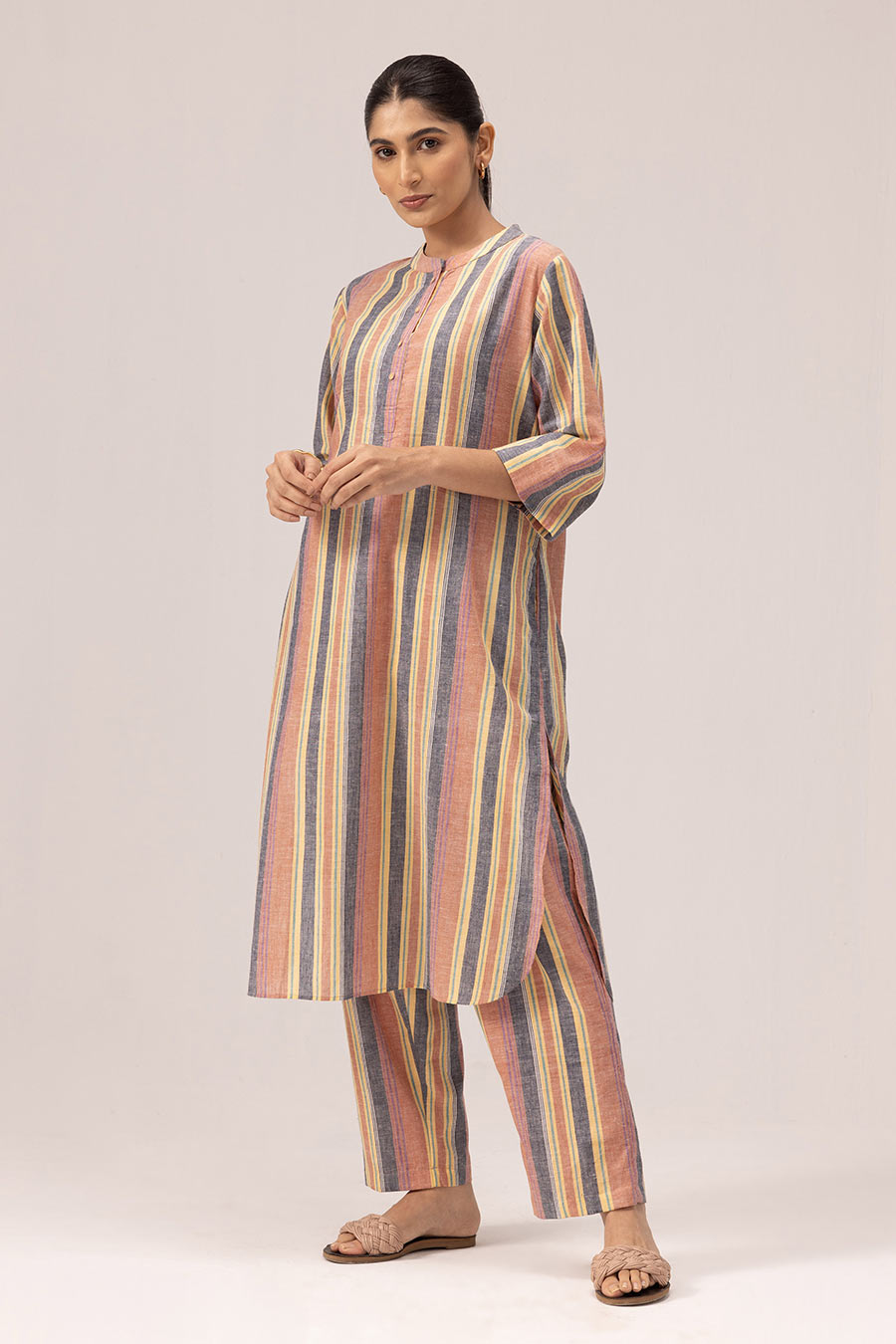 Multicolour Simran Handwoven Kurta & Pant Set