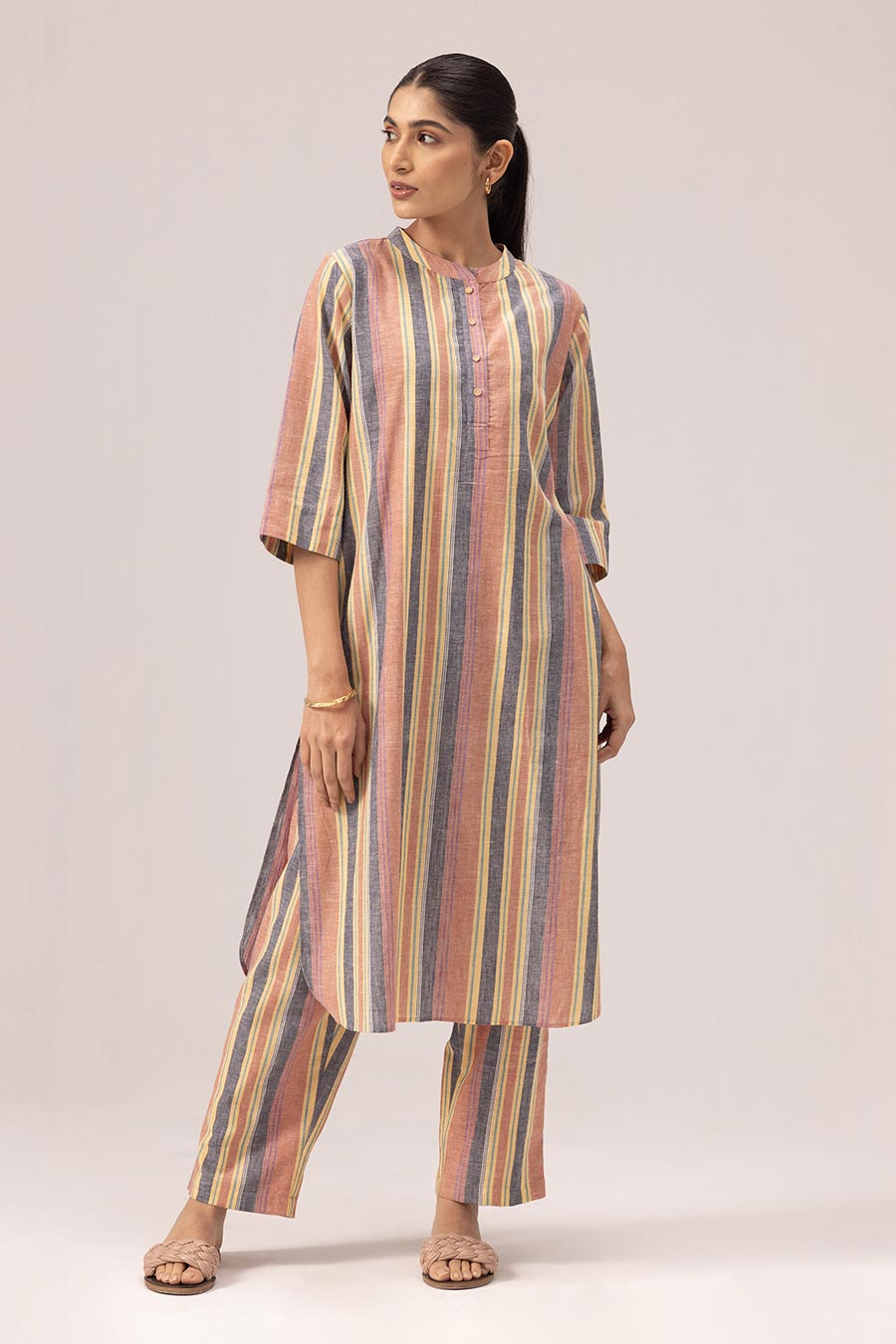 Multicolour Simran Handwoven Kurta & Pant Set