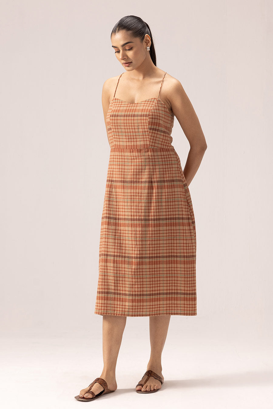 Brown Ananya Handwoven Dress