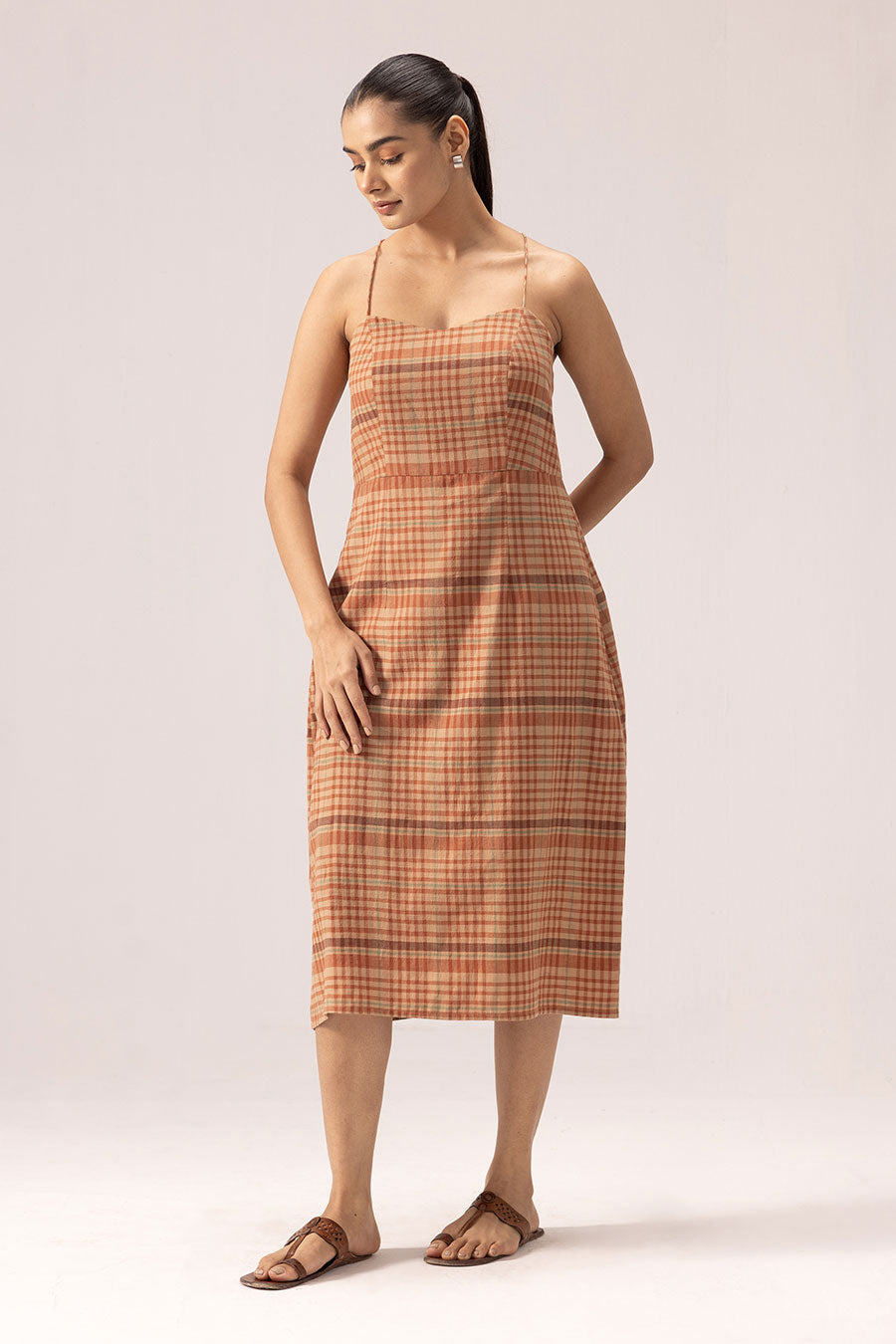 Brown Ananya Handwoven Dress