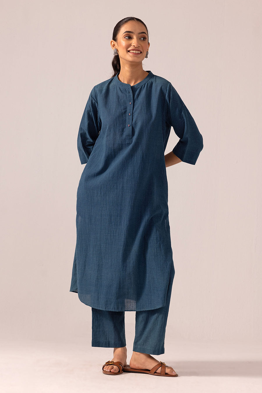 Blue Simran Handwoven Kurta & Pant Set