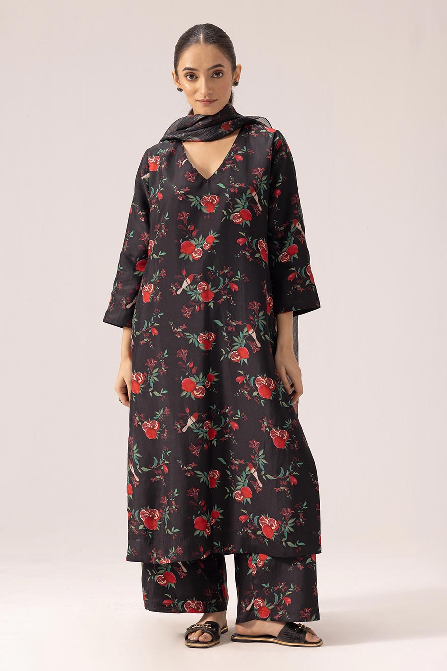 Black Amelia Printed Kurta Set