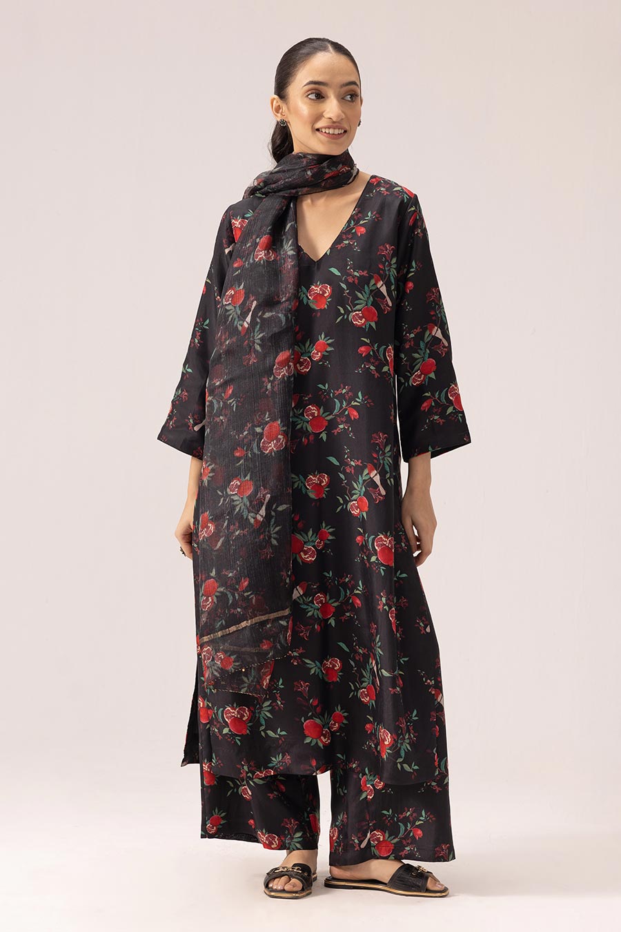 Black Amelia Printed Kurta Set