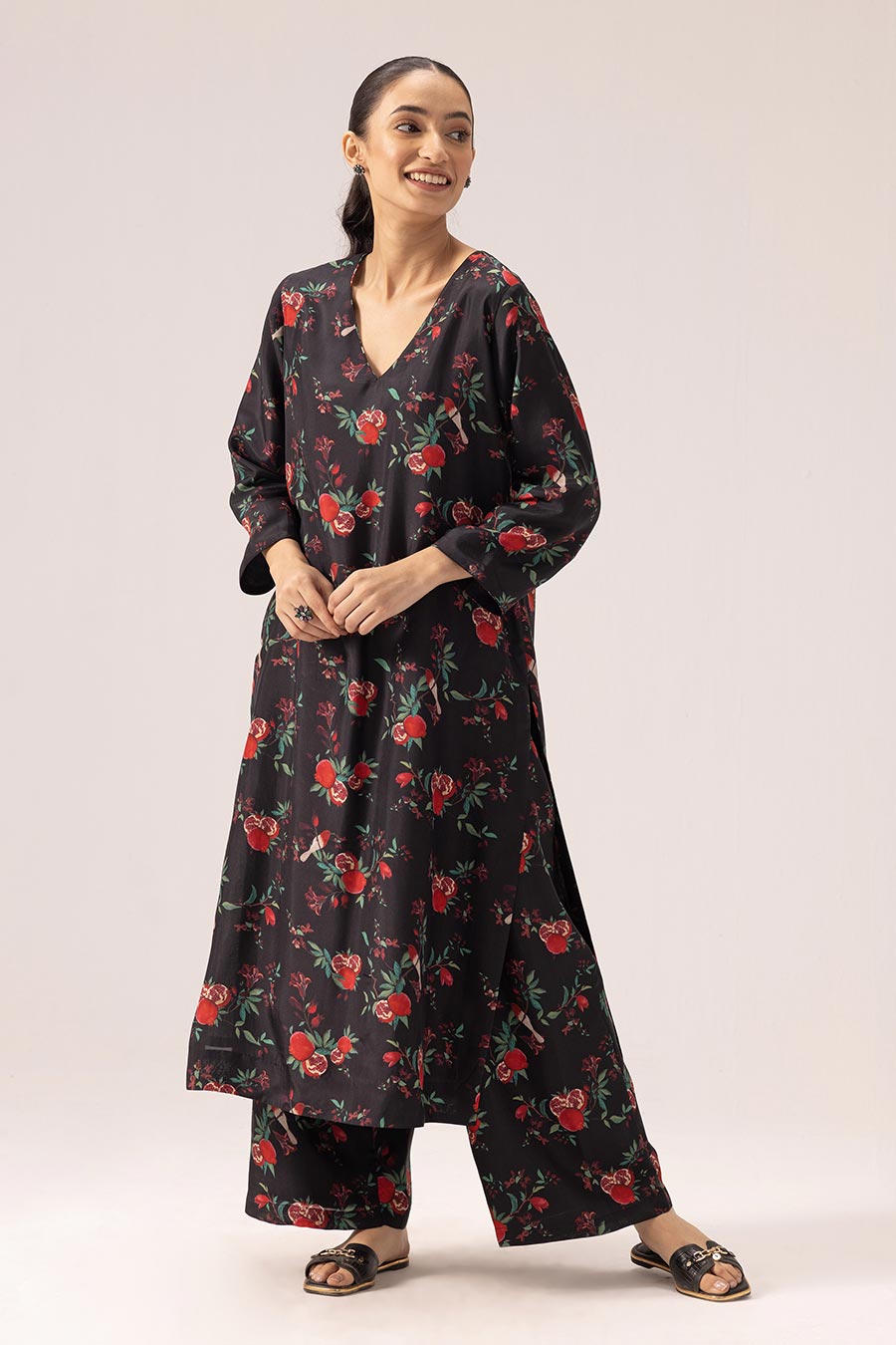 Black Amelia Printed Kurta Set