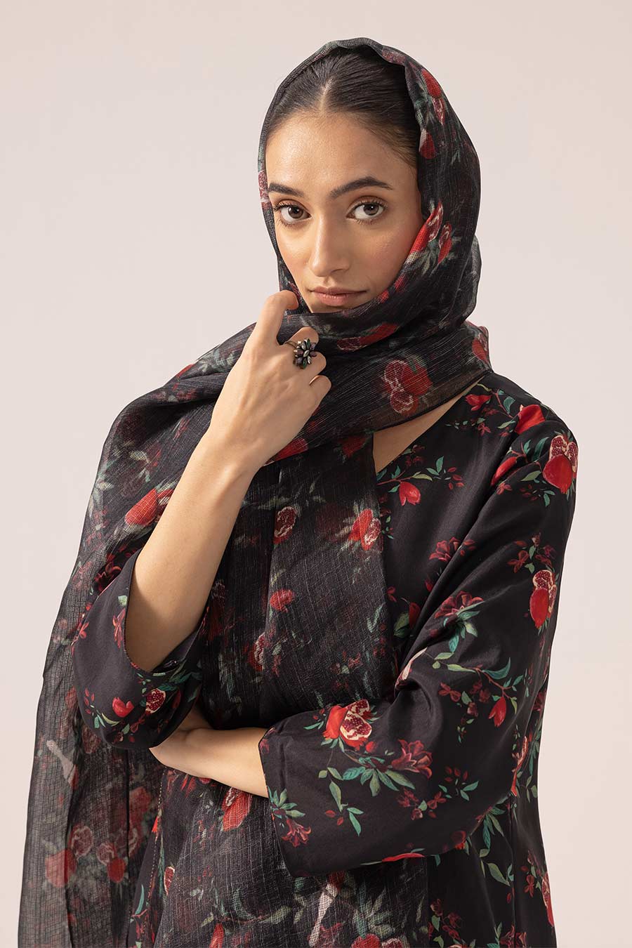 Black Amelia Printed Kurta Set