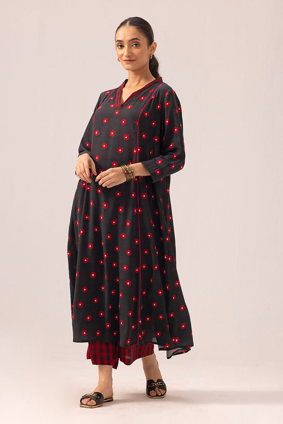 Black Thea Printed Kurta & Pant Set