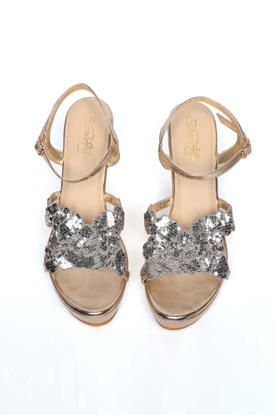 Valentina Embellished Gold Wedges