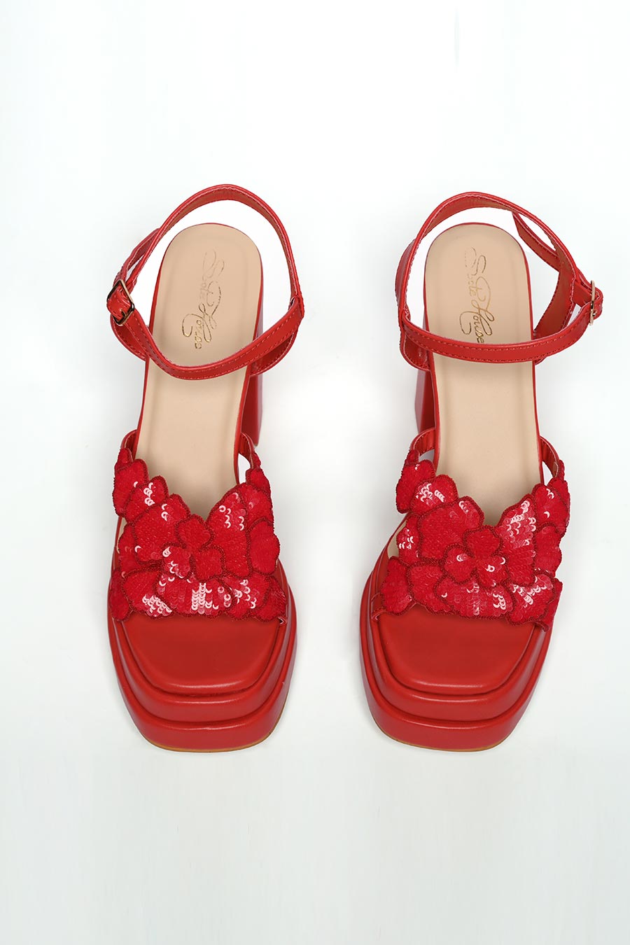 Valentina Embellished Red Heels