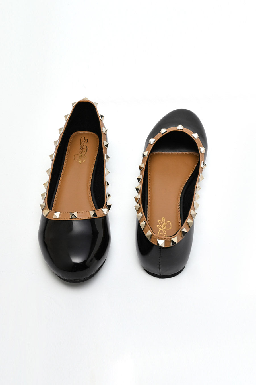 Valentino In Black Round Ballerina