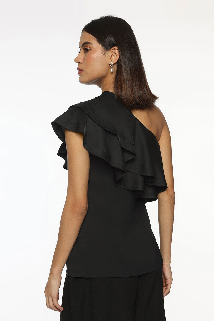 Black Aries One-Shoulder Top