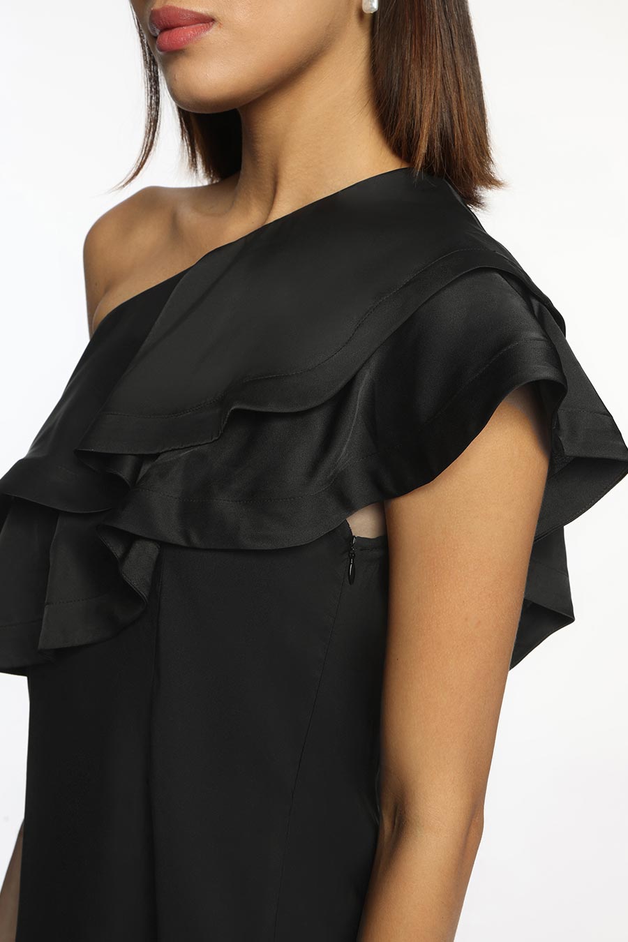 Black Aries One-Shoulder Top