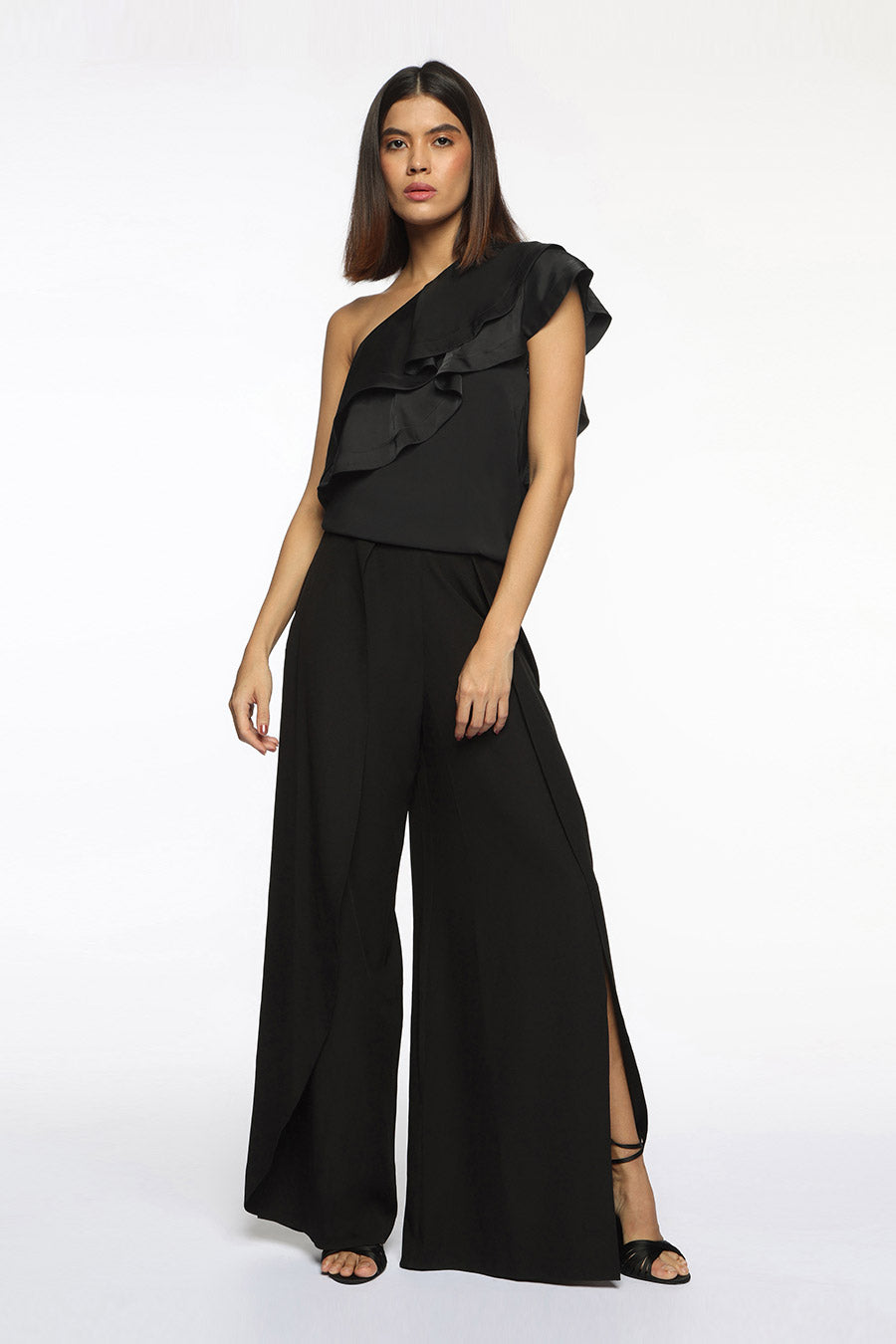 Black Aries One-Shoulder Top