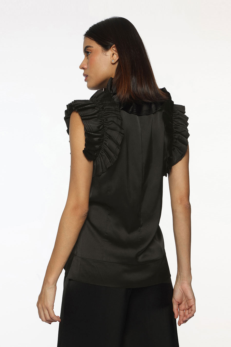 Black Multi-Frill Top