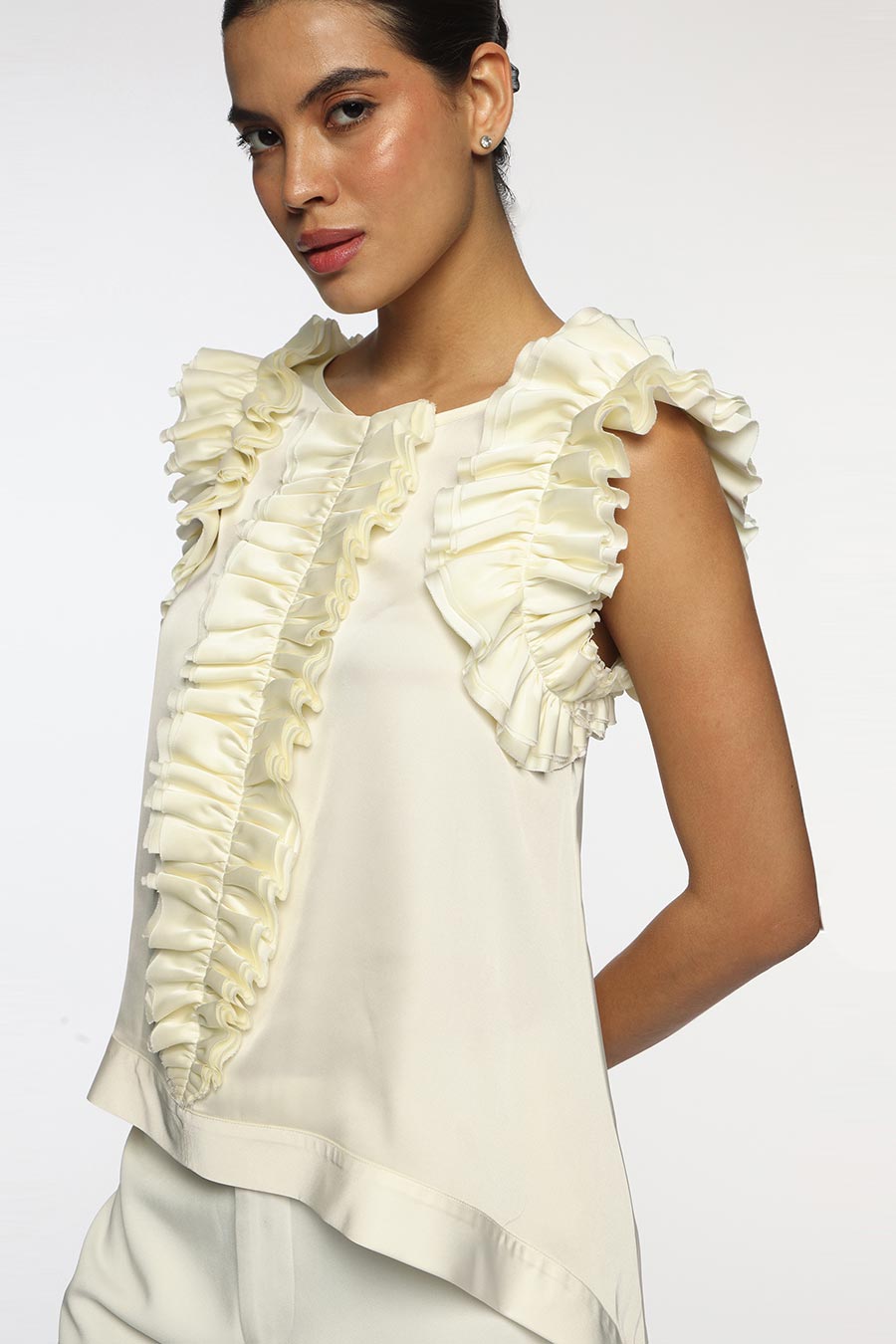 Off-White Butterfly Frilled Top