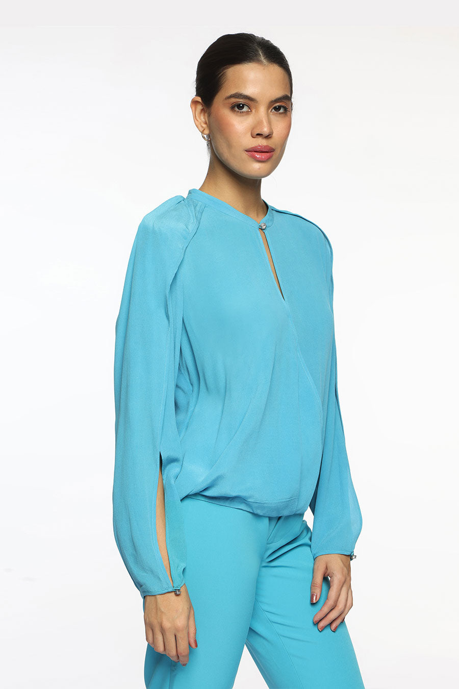 Aqua Blue Chloe Cape Top