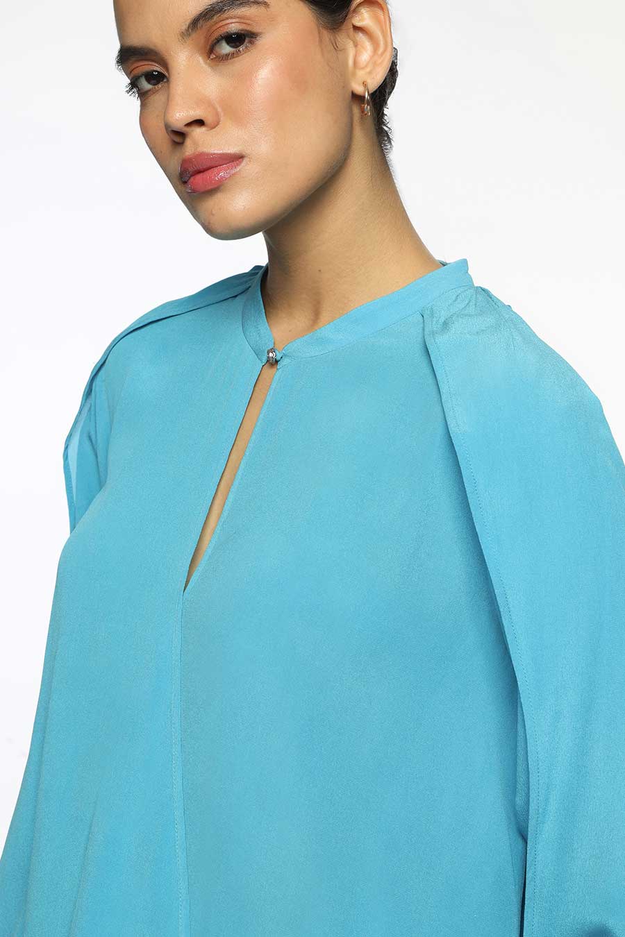 Aqua Blue Chloe Cape Top