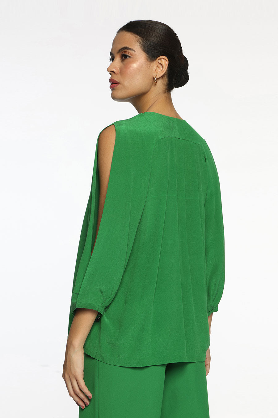 Green Logan Slit-Sleeve Top