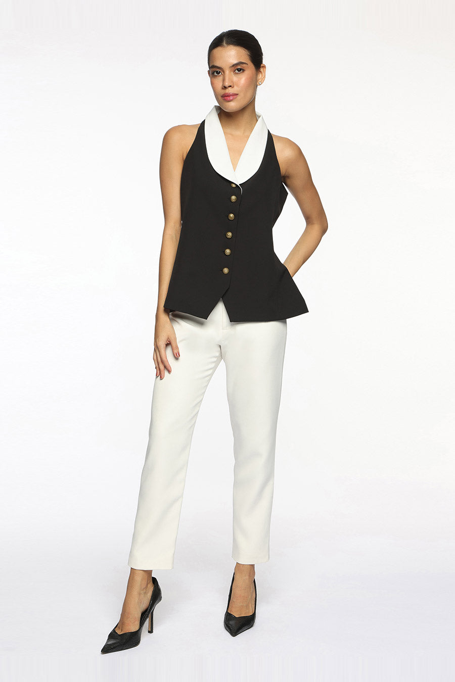 Black Beverly WaistCoat Top