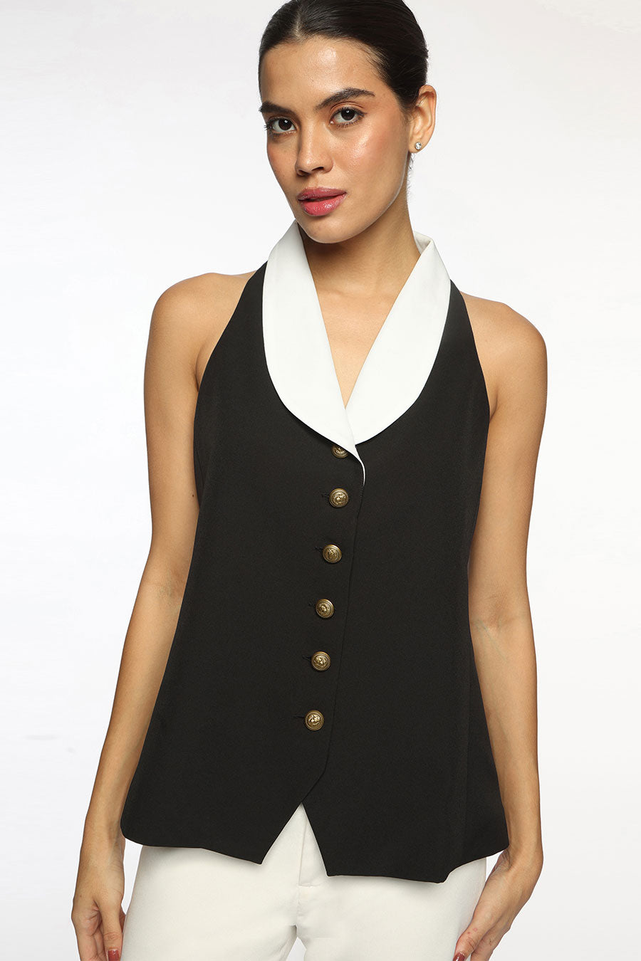 Black Beverly WaistCoat Top