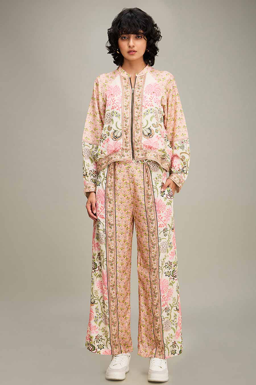 Multicolour Mehr Printed Jacket & Pant Co-Ord Set