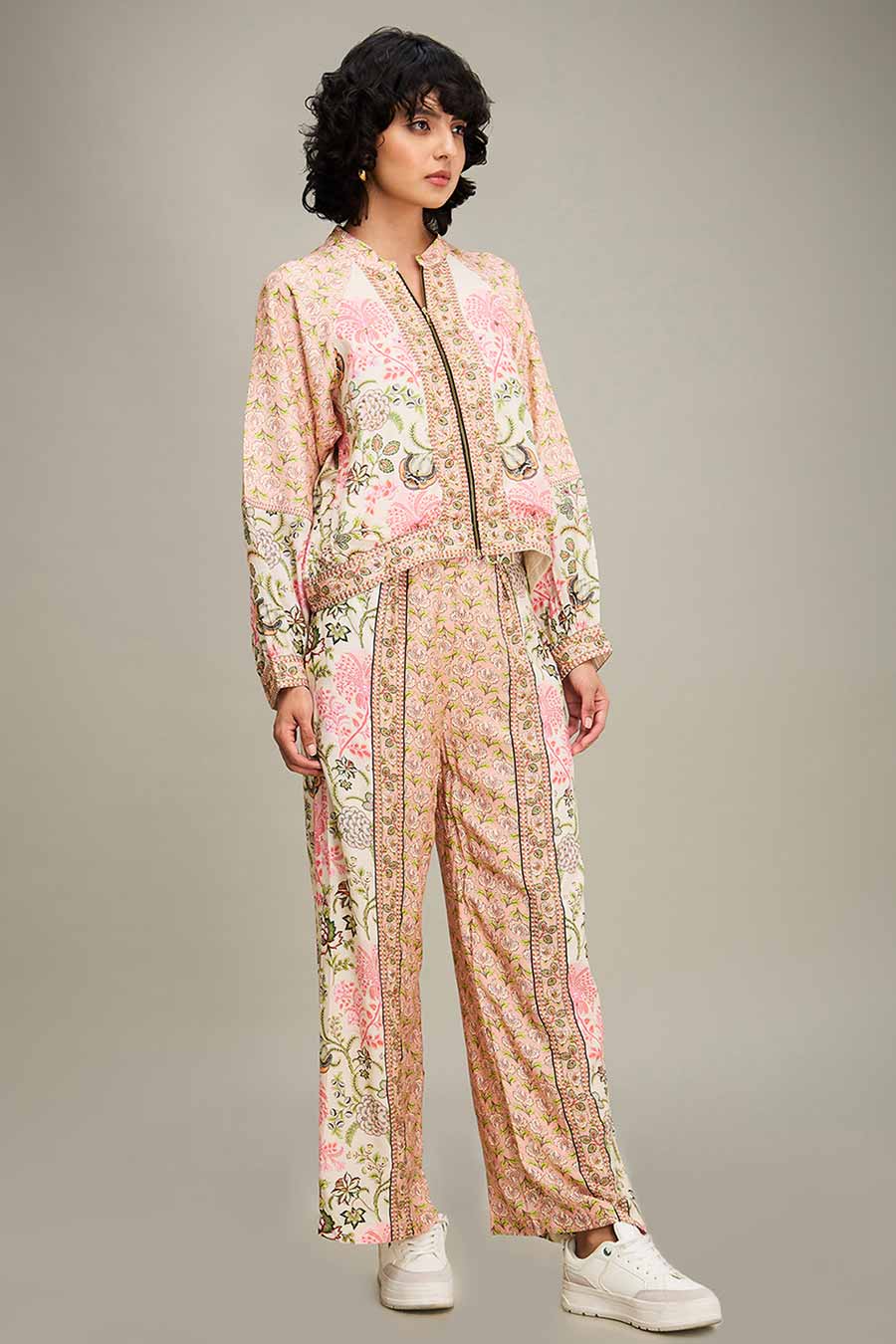 Multicolour Mehr Printed Jacket & Pant Co-Ord Set