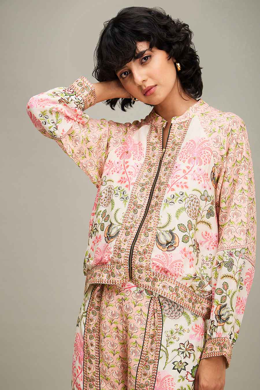 Multicolour Mehr Printed Jacket & Pant Co-Ord Set