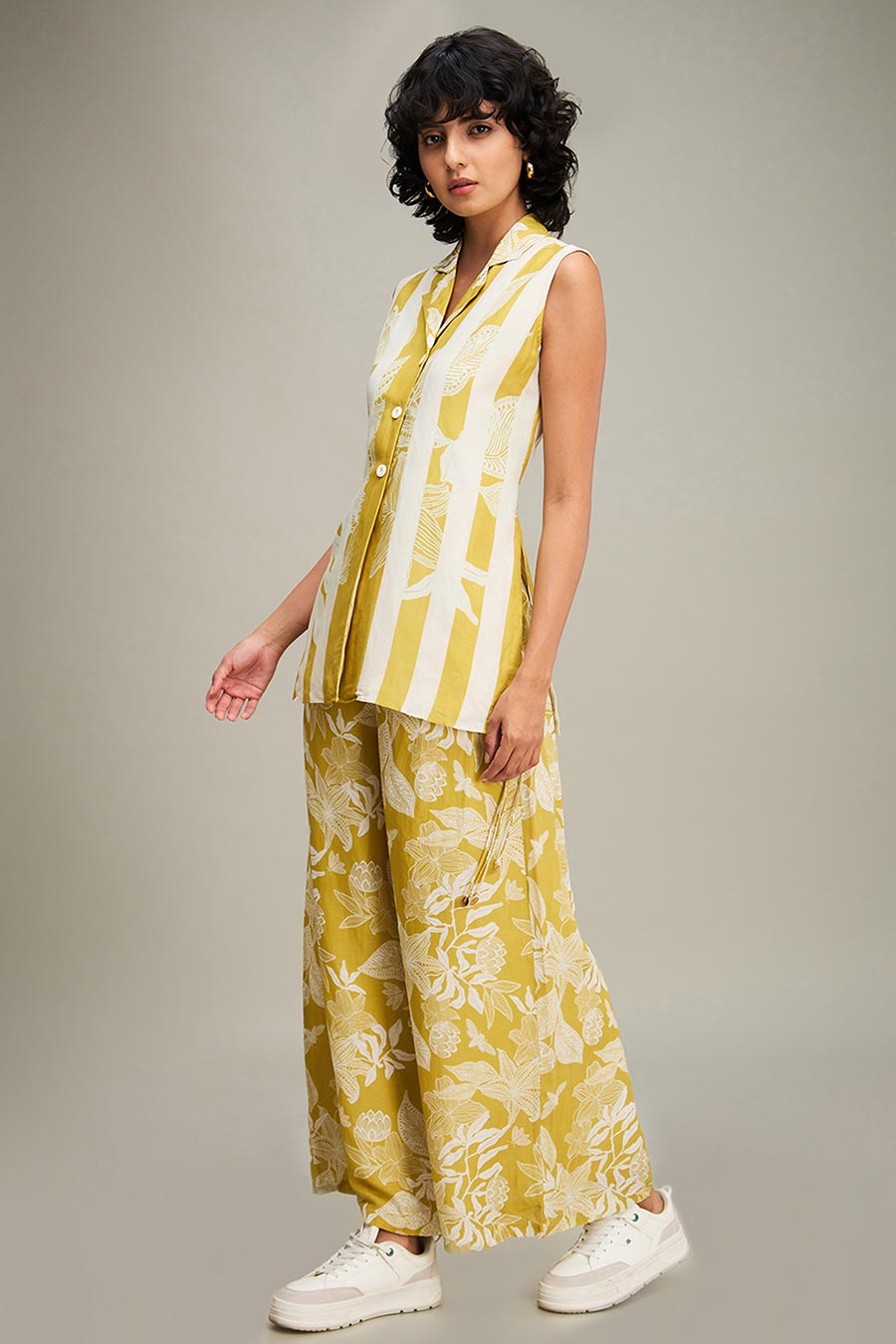 Yellow Ahyana Printed Top & Pant Co-Ord Set