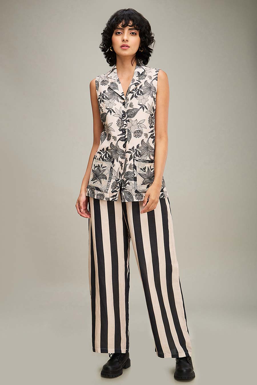 Off-White Ahyana Printed Top & Pant Co-Ord Set