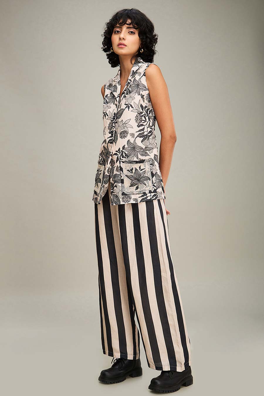 Off-White Ahyana Printed Top & Pant Co-Ord Set