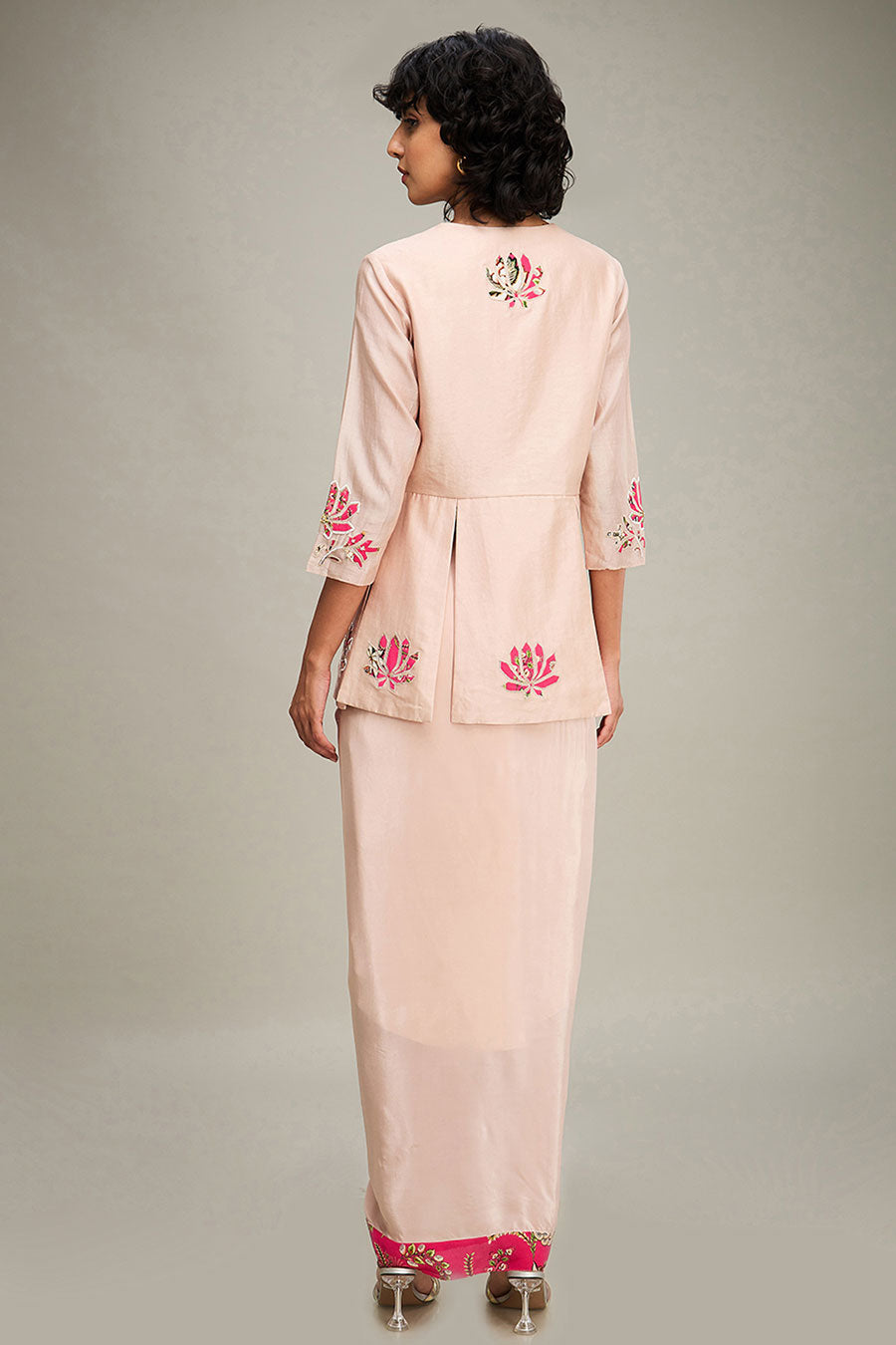 Pink Mehr Applique Top & Drape Skirt Co-Ord Set