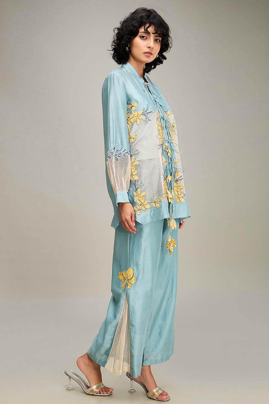 Blue Zinnia Applique Shirt & Pant Co-Ord Set