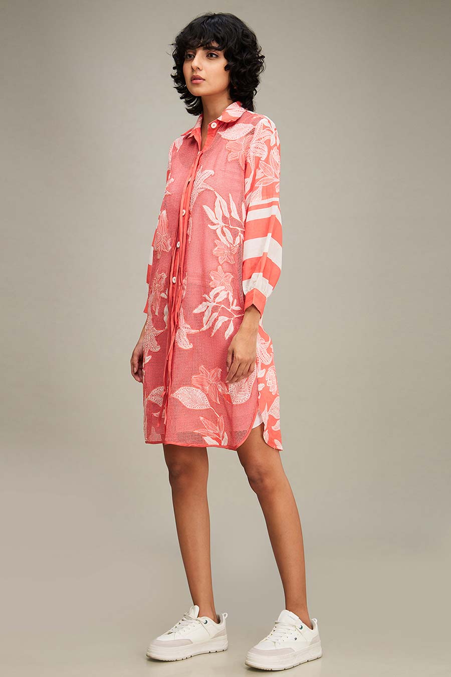 Pink Ahyana Applique Shirt Dress