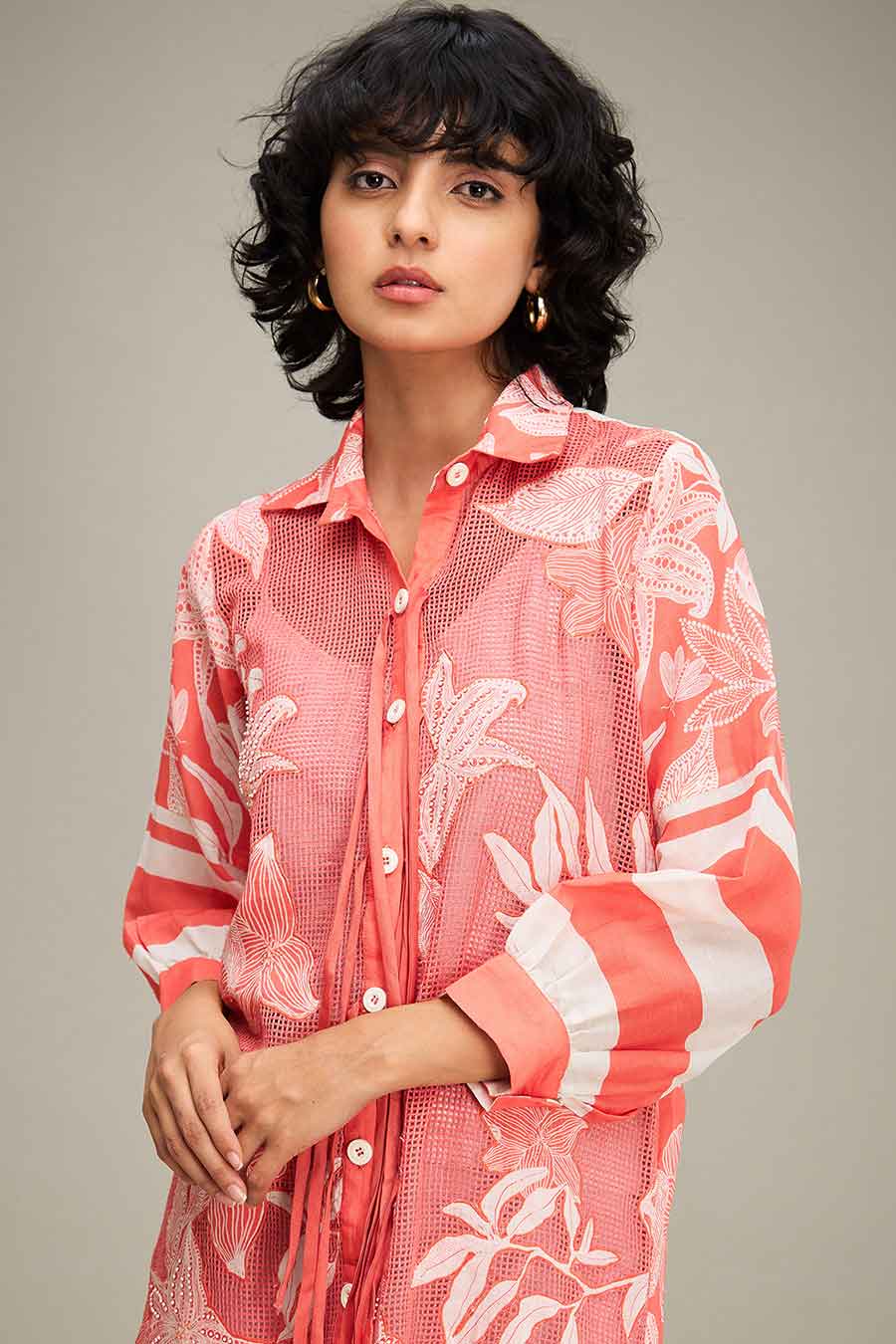 Pink Ahyana Applique Shirt Dress