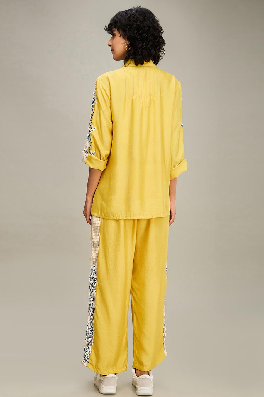 Yellow Zinnia Applique Shirt & Pant Co-Ord Set