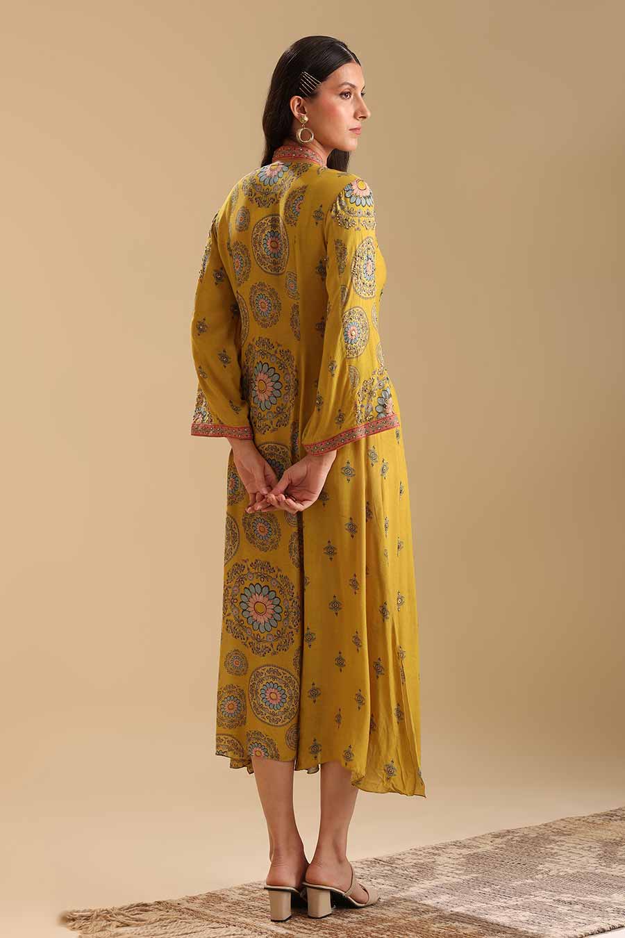 Yellow Eraya Embellished Midi Dress