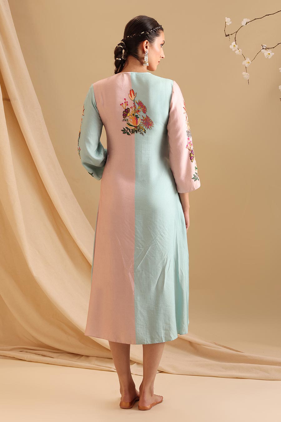 Pink & Blue Aarani Embellished Dress