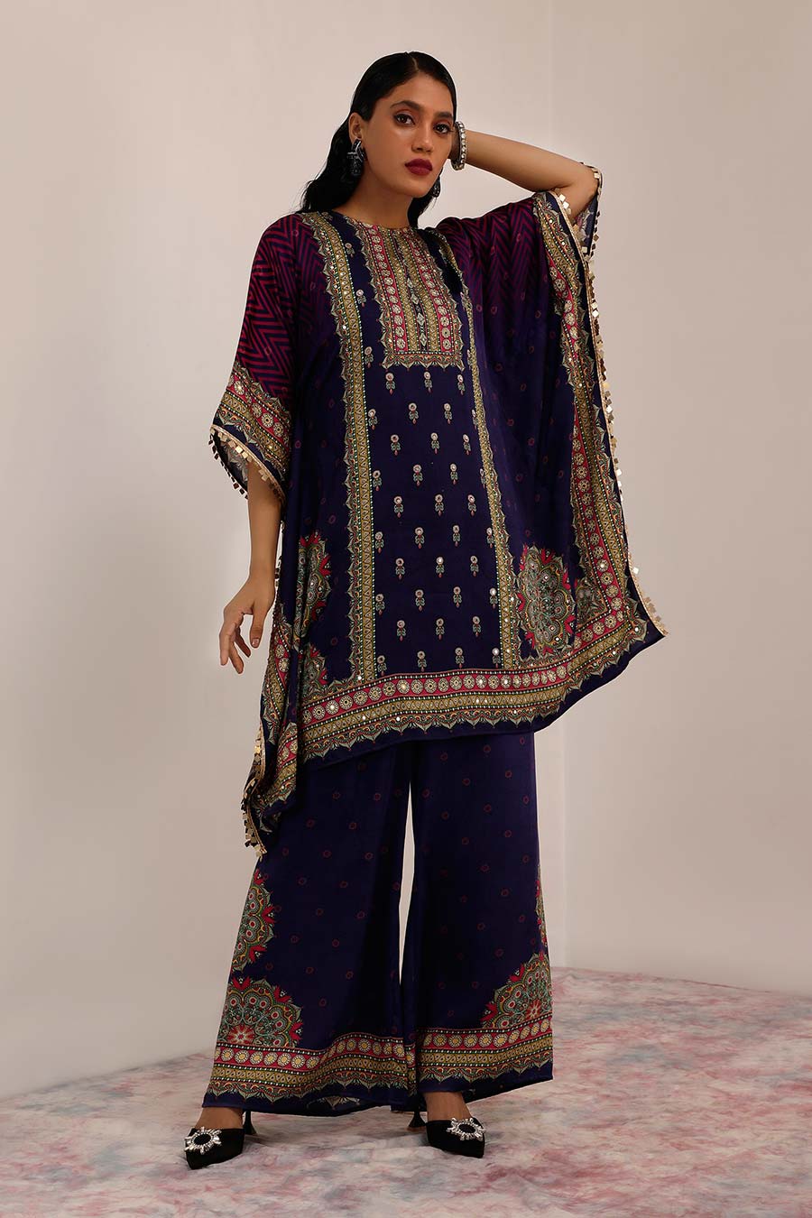 Indigo Kaashni Kaftan & Pant Set