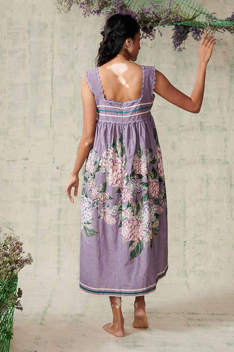 Lavender Printed A-Line Dress