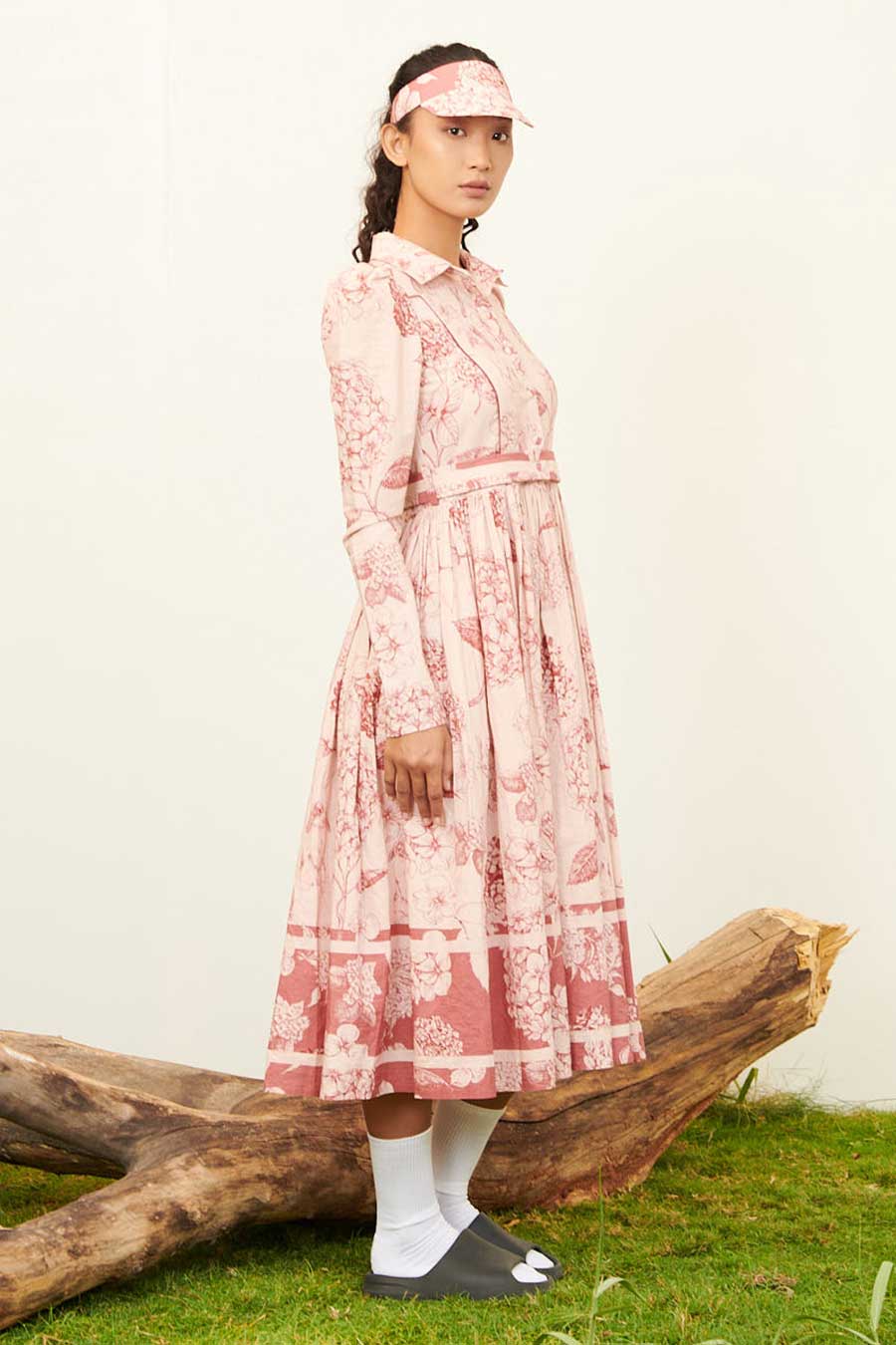 Peach Printed Long Dress