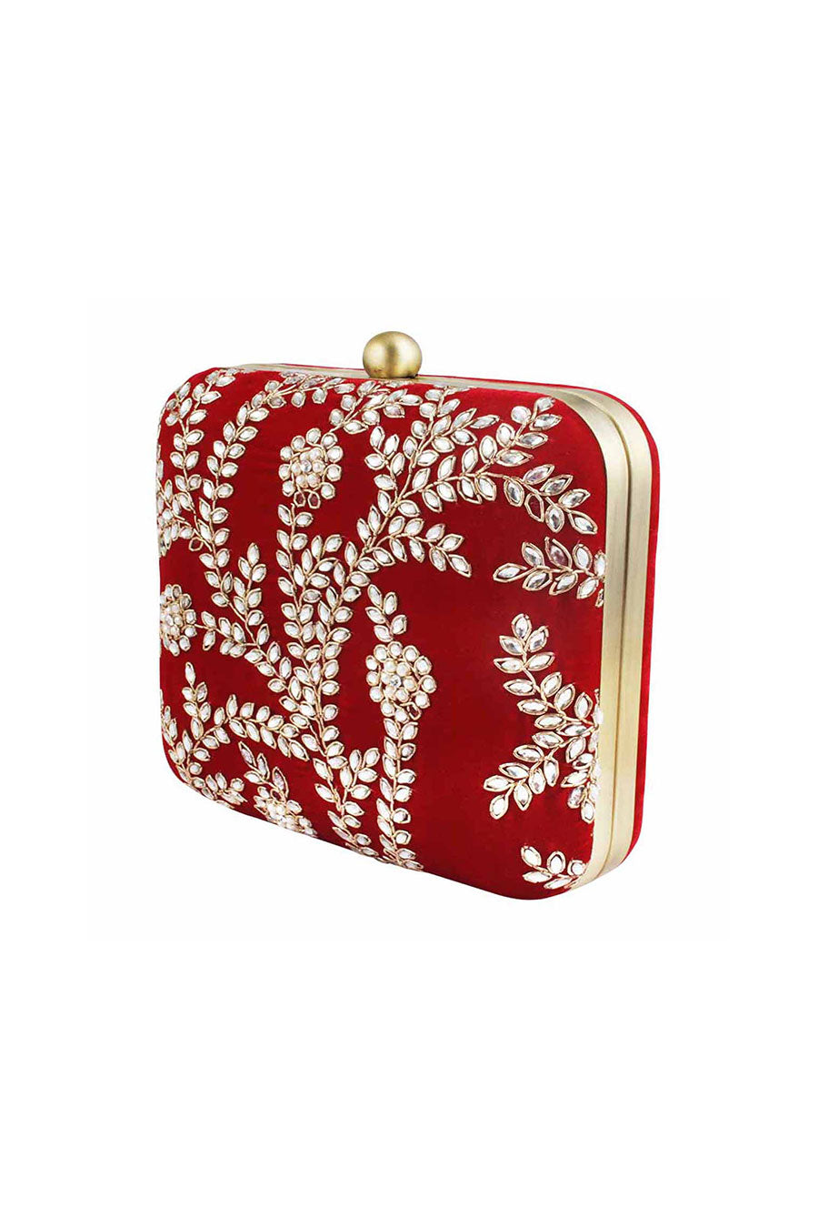 Maroon Hand-Embroidered Box Clutch