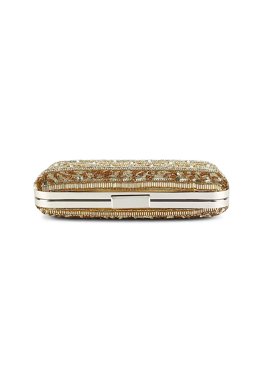 Gold Hand-Embroidered Box Clutch