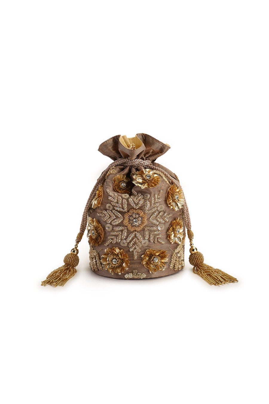 Shop Gold Supreme Hand-Embroidered Potli by THE PURPLE SACK at House of  Designers – HOUSE OF DESIGNERS