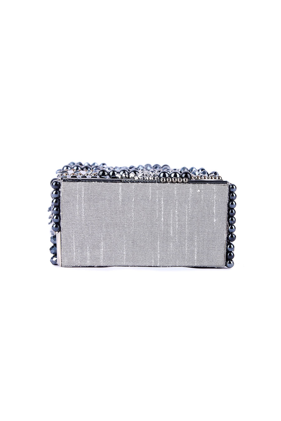 Grey Jhumroo Hand-Embroidered Box Clutch