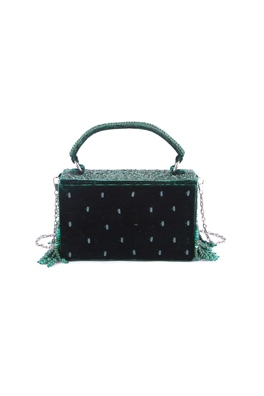 Green Divirina Hand-Embroidered Box Clutch