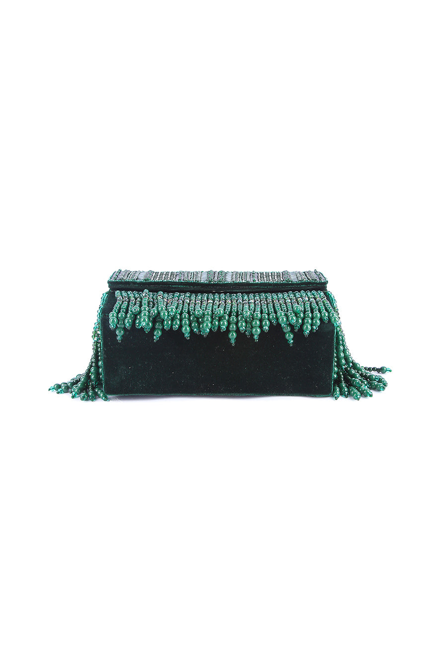 Green Divirina Hand-Embroidered Box Clutch