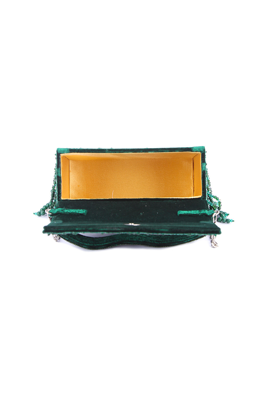 Green Divirina Hand-Embroidered Box Clutch